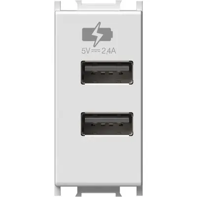 Modul Incarcator 2*USB 5V 2,1A 1M alb, TEM Modul TEM-EM67PW-U