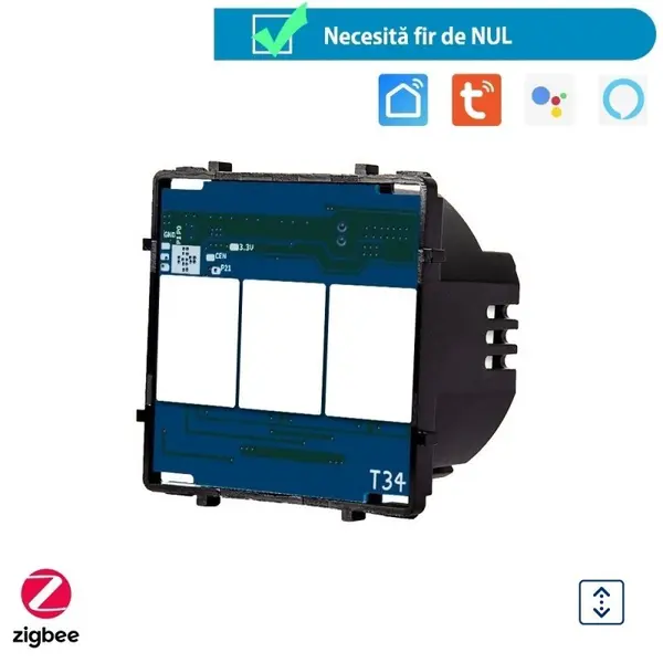 Modul intrerupator tactil draperie perdele jaluzele protocol Zigbee