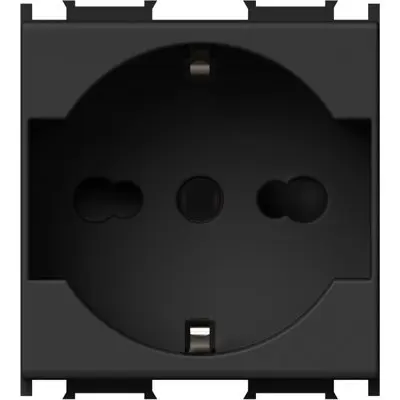 Modul Priza SCHUKO st. italian 1P 16A ST IP20 Negru, TEM Modul TEM-VM31SB-U