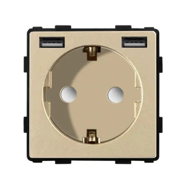 Modul priza simpla + USB-A + USB-A 2.1A