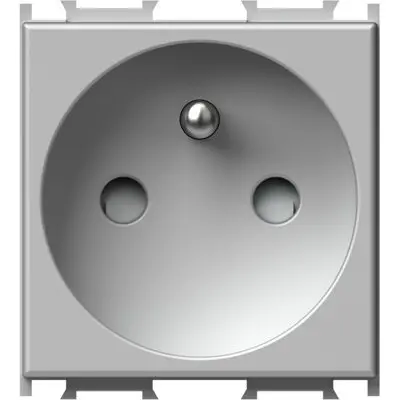 Modul Priza st. francez 1P 16A ST IP20 Argint, Set 10 buc, TEM Modul TEM-VM40ES-P