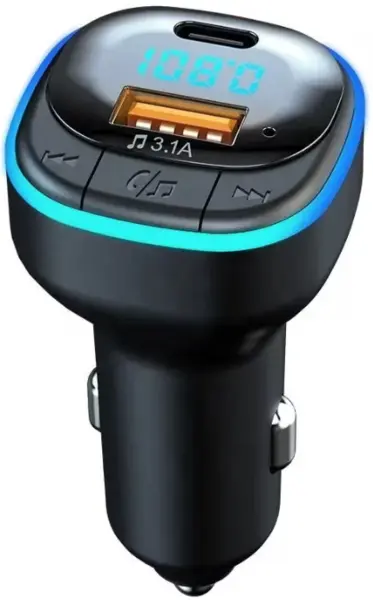 Modulator FM C33 Radio functie Bluetooth Led Multicolor USB A USB C Negru