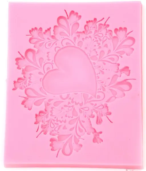 Mold din silicon (formă) Em Art – Inimă cu ornamente, 108 x 133 x 10 mm
