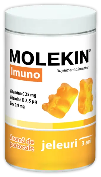 Molekin Imuno pentru +3 ani, 60 jeleuri gumate cu aroma de portocale, Zdrovit