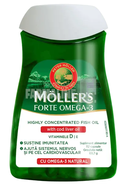 Moller's Forte Omega 3 + Ulei de ficat de cod 112 capsule