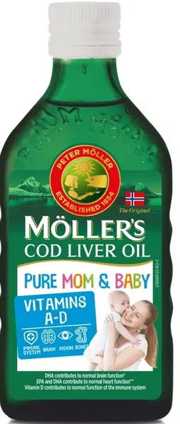 Mom & Baby Ulei de ficat de cod, 250 ml, Mollers