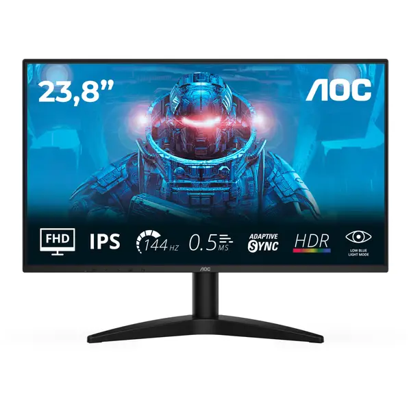 Monitor gaming AOC 23.8" 24B36X, 23.8", Full HD, IPS, 144Hz, 4ms GtG, 0.5ms MPRT, HDMI, Display Port, Negru