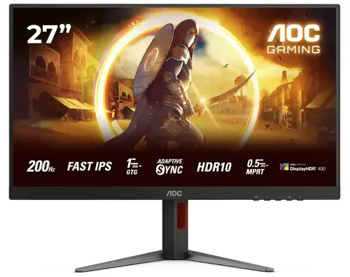 Monitor Gaming Fast IPS LED AOC 27inch 27G4HA, Full HD (1920 x 1080), HDMI, DisplayPort, Boxe, Pivot, 200 Hz, 1 ms (Negru)
