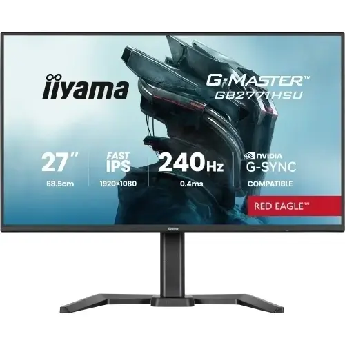 Monitor Gaming Fast IPS LED Iiyama 27inch GB2771HSU-B1, Full HD (1920 x 1080), HDMI, DisplayPort, Boxe, Pivot, 240 Hz, 0.4 ms (Negru)