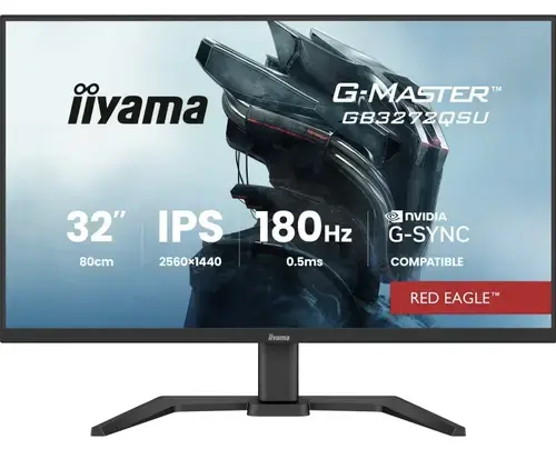 Monitor Gaming Fast IPS LED Iiyama 31.5inch GB3272QSU-B1, HDMI, DisplayPort, Boxe, 180 Hz, 0.5 ms (Negru)