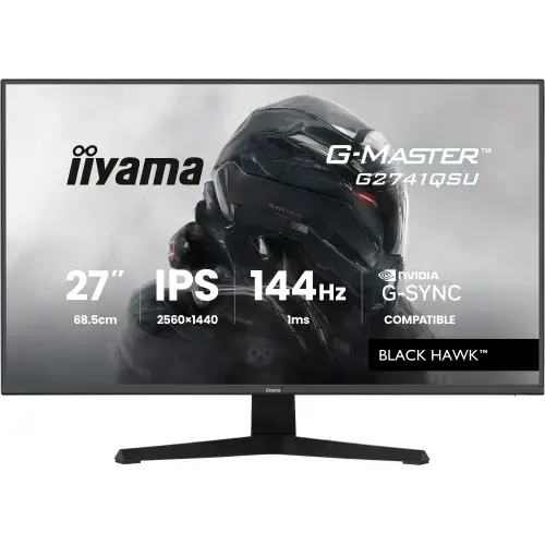 Monitor Gaming Iiyama 27inch G2741QSU-B1, QHD (2560 x 1440), HDMI, DisplayPort, Boxe, 144 Hz, 1 ms (Negru)