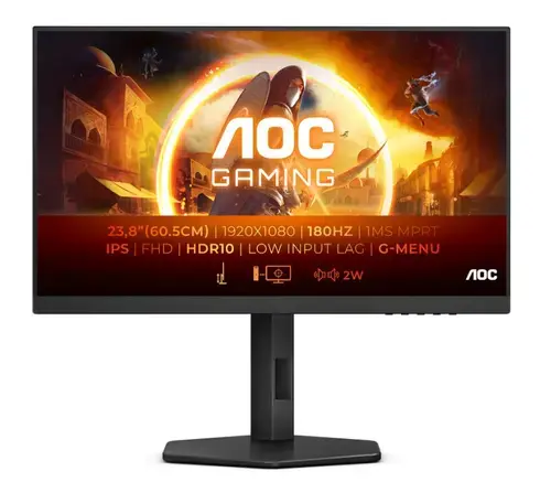 Monitor Gaming IPS LED AOC 23.8inch 24G4X, Full HD (1920 x 1080), HDMI, DisplayPort, Boxe, 180 Hz, 0.5 ms (Negru)