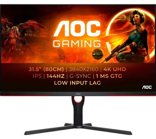 Monitor Gaming IPS LED AOC 31.5inch U32G3X/BK, UHD (3840 x 2160), HDMI, DisplayPort, 144 Hz, 1 ms (Negru)