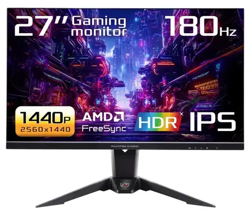 Monitor Gaming IPS LED ASRock 27inch PG27QFT2A, QHD (2560 x 1440), HDMI, DisplayPort, Boxe, 180 Hz, 1 ms (Negru)