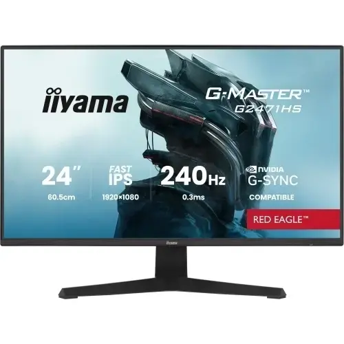 Monitor Gaming IPS LED Iiyama 23.8inch G2471HS-B1, Full HD (1920 x 1080), HDMI, DisplayPort, Boxe, 240 Hz, 0.3 ms (Negru)