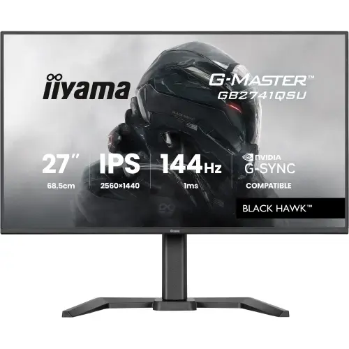 Monitor Gaming IPS LED Iiyama 27inch GB2741QSU-B1, QHD (2560 x 1440), HDMI, DisplayPort, Boxe, Poxe, 144 Hz, 1 ms (Negru)