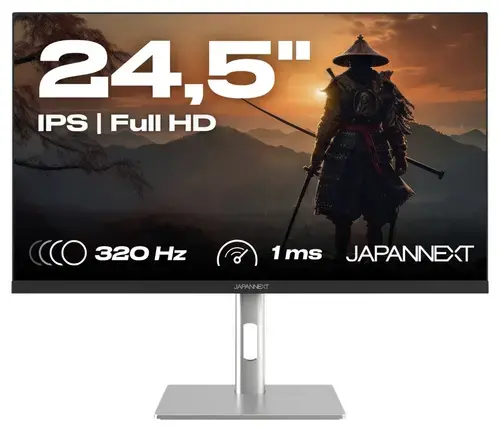Monitor Gaming IPS LED JAPANNEXT 24.5inch JN-IPS245G320F-HSP, Full HD (1920 x 1080), HDMI, DisplayPort, Boxe, Pivot, 320 Hz, 1 ms (Negru/Argintiu)