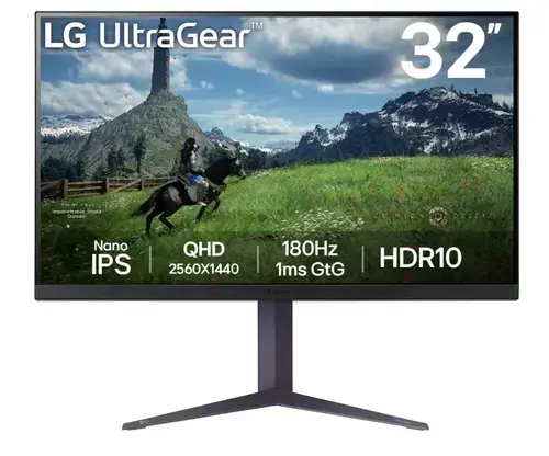 Monitor Gaming IPS LED LG 31.5inch 32GS85Q-B, QHD (2560 x 1440), HDMI, DisplayPort, Pivot, 180 Hz, 1 ms (Negru)