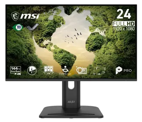 Monitor Gaming IPS LED MSI 23.8inch PRO MP245PGN E14, Full HD (1920 x 1080), VGA, HDMI, DisplayPort, Pivot, 144 Hz, 1 ms (Negru)