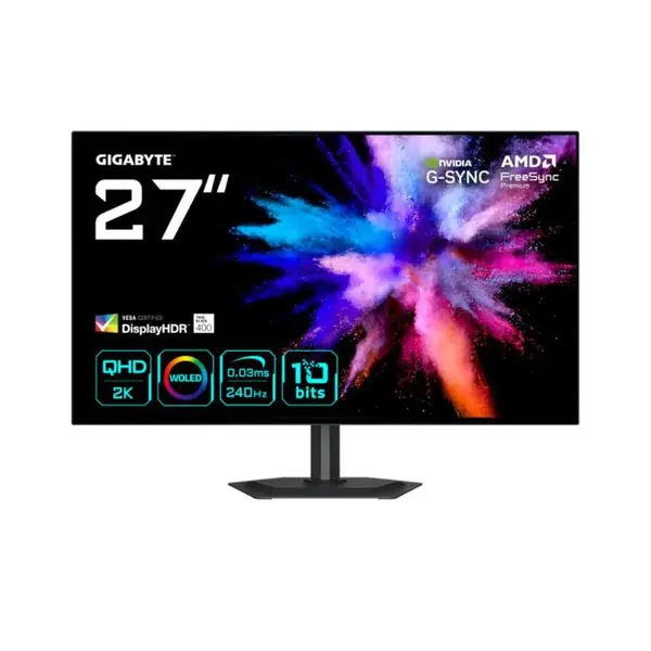 Monitor gaming LED Gigabyte GO27Q24G, 27 inch, QHD, OLED, 0.03 ms, 240 Hz, HDR, FreeSync Premium, G-Sync Compatible