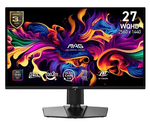 Monitor Gaming QD-OLED MSI 26.5inch MAG 274QP QD-OLED X24, WQHD (2560 x 1440), HDMI, DisplayPort, Pivot, 240 Hz, 0.03 ms (Negru)