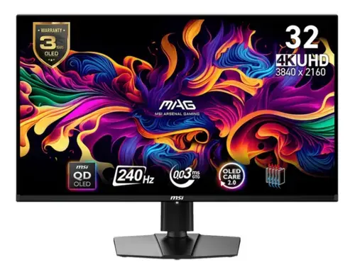 Monitor Gaming QD-OLED MSI 31.5inch MAG 321UPX QD-OLED, UHD (3840x2160), HDMI, DisplayPort, 240 Hz, 0.03 ms (Negru)