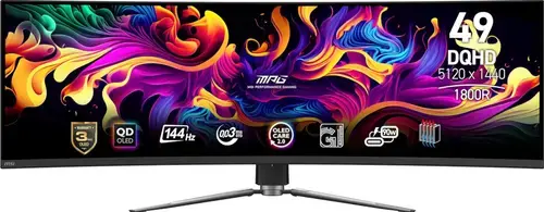 Monitor Gaming QD-OLED MSI MPG 49inch 491CQP QD-OLED, DQHD (5120 x 1440), HDMI, DisplayPort, Ecran curbat, 144 Hz, 0.03 ms (Negru)