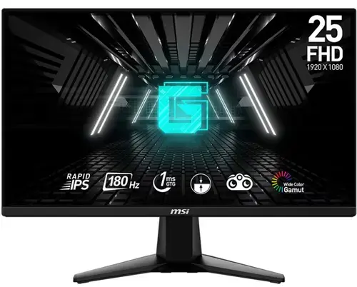 Monitor Gaming Rapid IPS LED MSI 24.5inch G255F, Full HD (1920 x 1080), HDMI, DisplayPort, 180 Hz, 1 ms (Negru)