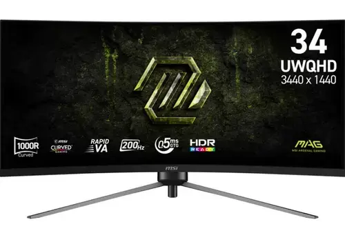 Monitor Gaming Rapid VA LED MSI 34inch MAG 345CQRF E20, UWQHD (3440 X 1440), HDMI, DisplayPort, Ecran curbat, 200 Hz, 0.5 ms (Negru)