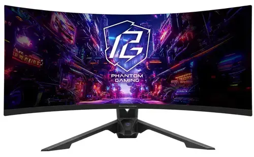 Monitor Gaming VA LED ASRock 34inch PG34QRT3A, WQHD (3440 x1440), HDMI, DisplayPort, Ecran curbat, Boxe, 180 Hz, 1 ms (Negru)