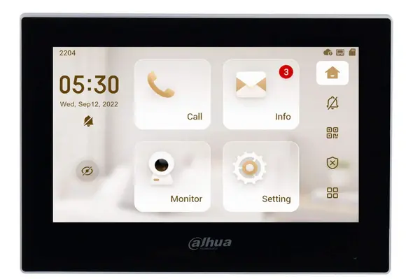 Monitor interior videointerfon IP Dahua VTH2622G-W, 2 fire, aparent, Wi-Fi, ecran 7" TFT, Audio bidirectional, negru
