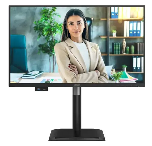 Monitor IPS LED AOC 23.8inch 24P4U, Full HD (1920 x 1080), VGA, HDMI, DisplayPort, Boxe, Pivot, 120 Hz, 4 ms (Negru)