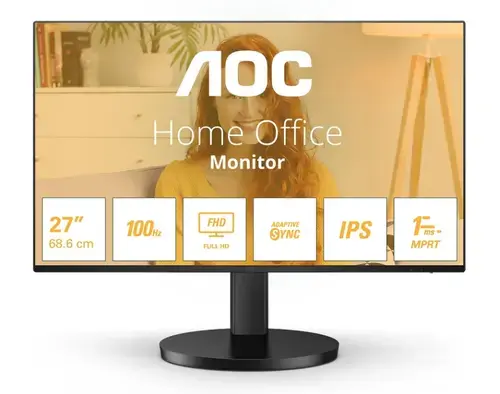 Monitor IPS LED AOC 27inch 27B3HA2, FULL HD (1920x1080), VGA, HDMI, Boxe, 100 Hz, 1 ms (Negru)