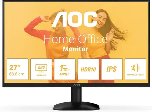 Monitor IPS LED AOC 27inch Q27B35E, QHD (2560 x 1440), HDMI, DisplayPort, 75 Hz, 4 ms (Negru)