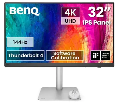 Monitor IPS LED BenQ 31.5inch PD3226G, UHD (3840 x 2160), HDMi, DisplayPort, Boxe, Pivot, 144 Hz, 1 ms (Alb/Argintiu)