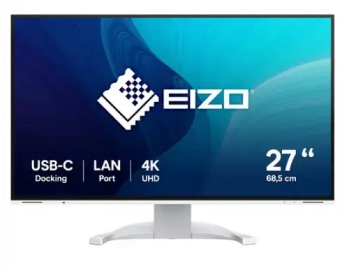 Monitor IPS LED EIZO FlexScan 27inch EV2740X-WT, Ultra HD (3840 x 2160), HDMI, DisplayPort, Boxe, Pivot (Alb)