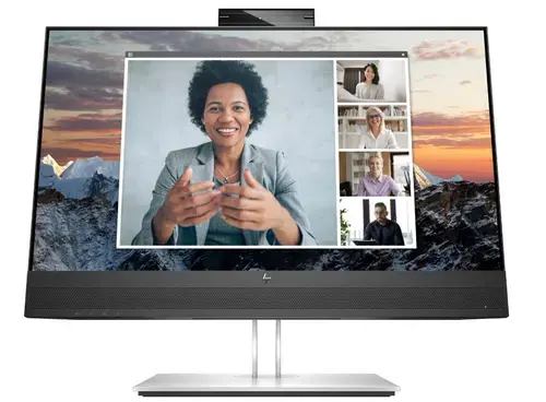 Monitor IPS LED HP 23.8inch E24m G4, FHD (1920 x 1080), VGA, HDMI, DisplayPort, Boxe, Camera Web 5 Mpx, Microfon, Pivot (Negru/Argintiu)