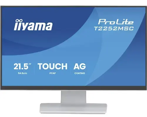 Monitor IPS LED Iiyama 21.5inch T2252MSC-W2AG, Full HD (1920 x 1080), HDMI, DisplayPort, Touchscreen, 100 Hz, 5 ms (Alb)