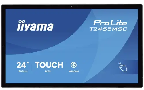 Monitor IPS LED Iiyama 23.8inch T2455MSC-B2, Full HD (1920 x 1080), HDMI, DisplayPort, Boxe, Touchscreen, 120 Hz, 5 ms (Negru)