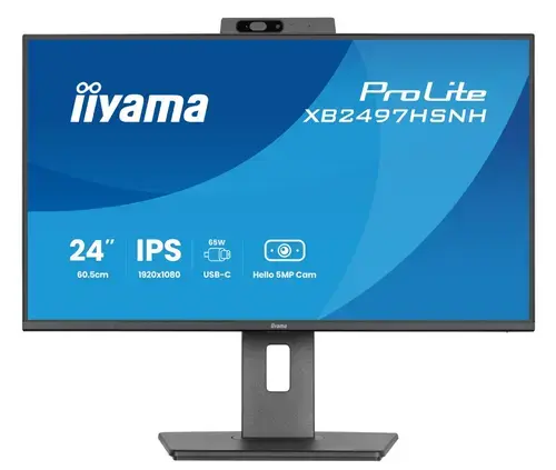 Monitor IPS LED Iiyama 23.8inch XB2497HSNH-B1, Full HD (1920 x 1080), HDMI, DisplayPort, Boxe, Webcam, Pivot, 100 Hz, 1 ms (Negru)