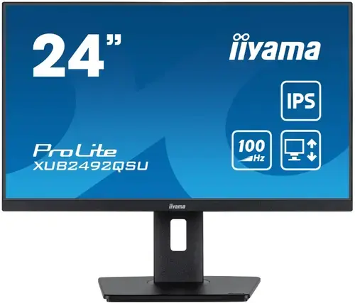 Monitor IPS LED Iiyama 23.8inch XUB2492QSU-B1, WQHD (2560 x 1440), HDMi, DisplayPort, Boxe, Pivot, 100 Hz, 0.5 ms (Negru)