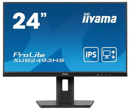Monitor IPS LED Iiyama 23.8inch XUB2493HS-B6, Full HD (1920 x 1080), HDMI, DisplayPort, Boxe, Pivot, 100 Hz, 05 ms (Negru)