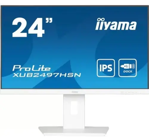 Monitor IPS LED Iiyama 23.8inch XUB2497HSN-W2, Full HD (1920 x 1080), HDMI, DisplayPort, Boxe, Pivot, 100 Hz, 1 ms (Alb)