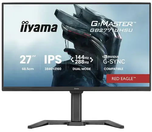 Monitor IPS LED Iiyama 27inch GB2771UHSU-B1, UHD (3840 x 2160), HDMI, DisplayPort, Boxe, Pivot, 0.8 ms (Negru)