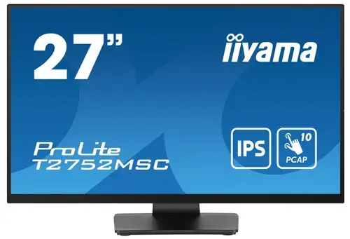 Monitor IPS LED iiyama 27inch T2752MSC-B1, Full HD (1920 x 1080), HDMI, DisplayPort, Boxe, Touchscreen (Negru)