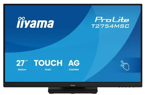 Monitor IPS LED Iiyama 27inch T2754MSC-B2AG, Full HD (1920 x 1080), VGA, HDMI, Touchscreen, Boxe (Negru)