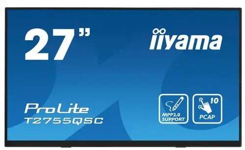 Monitor IPS LED Iiyama 27inch T2755QSC-B1, QHD (2560 x 1440), HDMI, DIsplayPort, Boxe, Touchscreen (Negru)