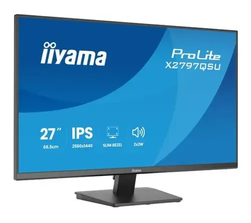 Monitor IPS LED Iiyama 27inch X2797QSU-B1, QHD (2560 x 1440), HDMI, DisplayPort, Boxe, 75 Hz, 1 ms (Negru)