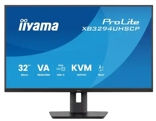 Monitor IPS LED Iiyama 31.5inch XB3294UHSCP-B1, UHD (3840 x 2160), HDMI, DisplayPort, Boxe, Pivot, 2 ms (Negru)