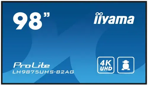 Monitor IPS LED Iiyama 97.5inch LH9875UHS-B2AG, UHD (3840 x 2160), VGA, DVI, HDMI, DisplayPort, Boxe (Negru)
